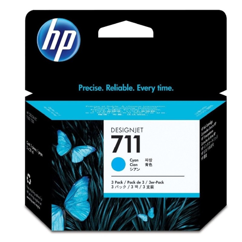 HP 711 Cyan DJ Ink Cart, 29 ml, 3-pack, CZ134A