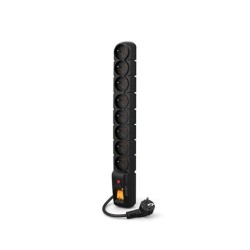 Acar S8 1.5m kabel, 8 zásuvek, přepěťová ochrana, černá