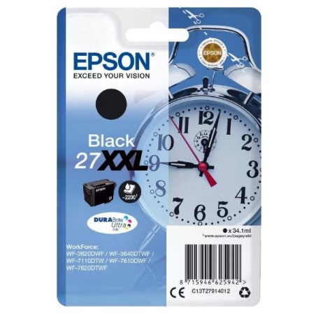 EPSON ink čer Singlepack "Budík" Black 27XXL DURABrite Ultra Ink