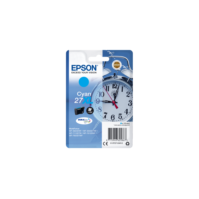 EPSON ink bar Singlepack "Budík" Cyan 27XL DURABrite Ultra Ink