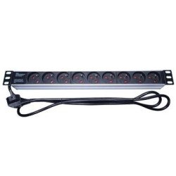 PremiumCord Panel napájecí do 19" racku 1U, 9x230V, 2m kabel