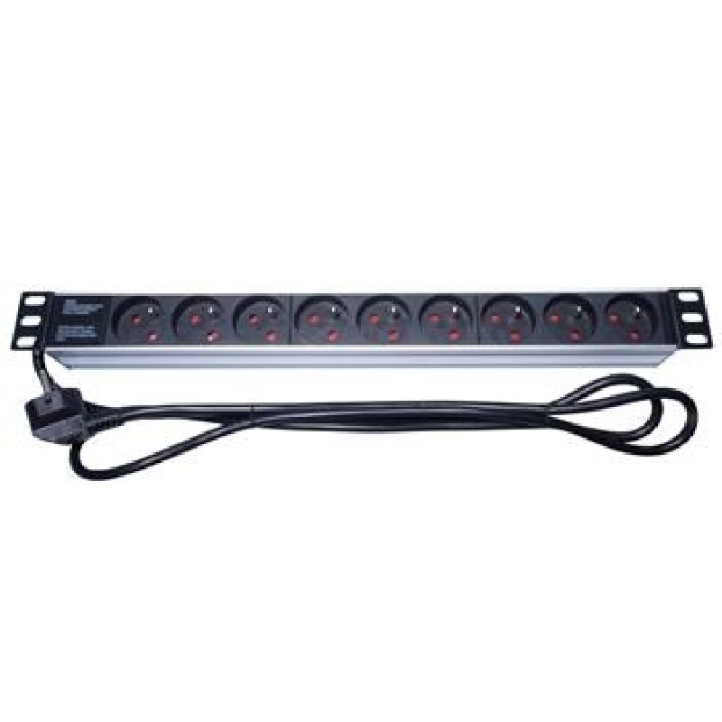 PremiumCord Panel napájecí do 19" racku 1U, 9x230V, 2m kabel