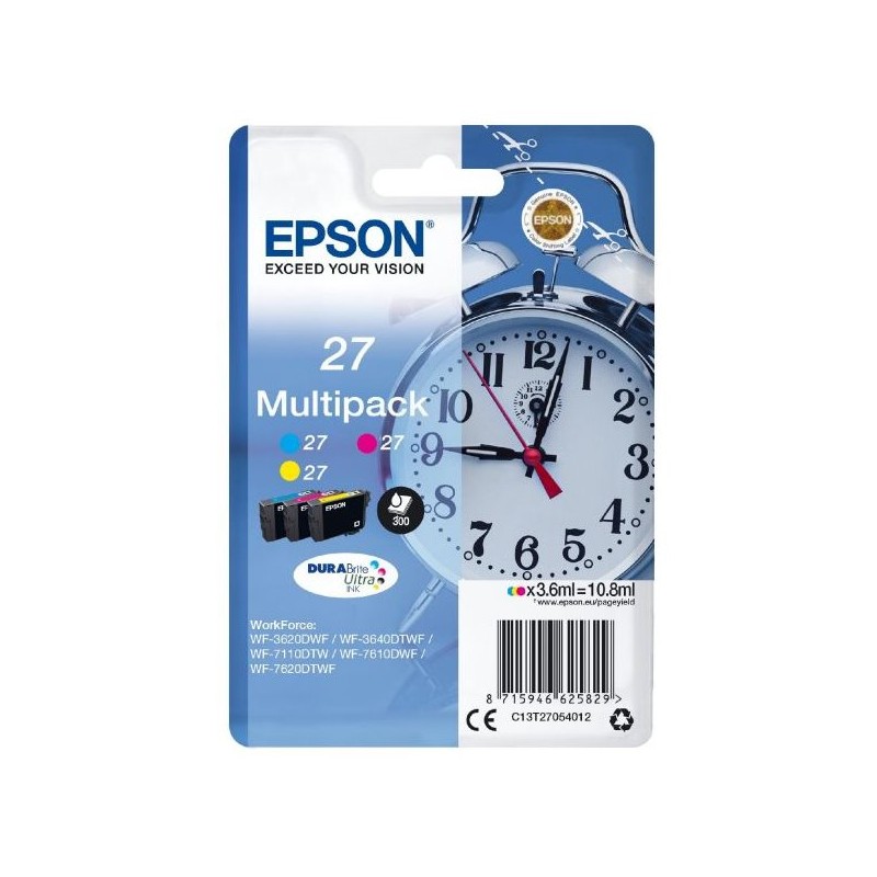 EPSON ink Multipack 3-colour "Budík" 27 DURABrite Ultra Ink