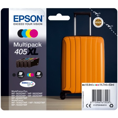 EPSON ink Multipack 4-colours 405XL DURABRITE ULTRA Ink, ČB 1100, BAR 1100 stran