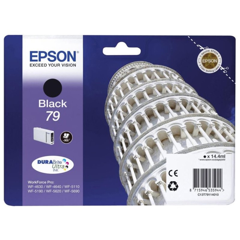 EPSON Ink čer WorkForce-5xxx Series Ink Cartridge 79 Black - 14,4ml, ČB 900 stran