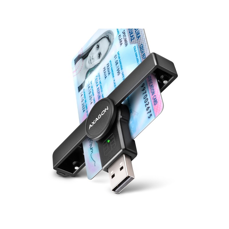 AXAGON CRE-SMPA, USB-A PocketReader čtečka kontaktních karet Smart card (eObčanka)
