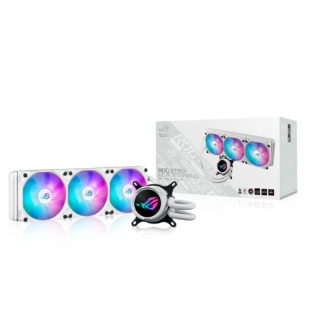 ASUS vodní chladič CPU AIO ROG STRIX LC III 360 ARGB LCD WHITE, 3x120mm, LCD Displej, LGA1851, AM5, bílá
