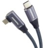PREMIUMCORD Zahnutý kabel USB-C (USB 3.2 Gen 2, 3A, 60W, 20Gbit/s), hliníkové krytky konektorů, 1m