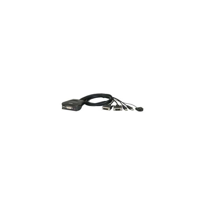 Aten 2-port DVI KVM USB mini, integrované kabely