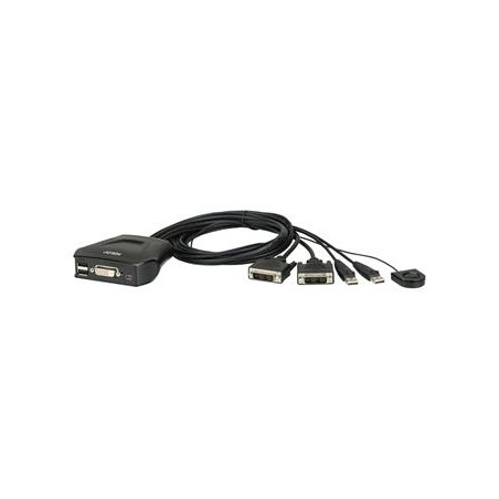 Aten 2-port DVI KVM USB mini, integrované kabely