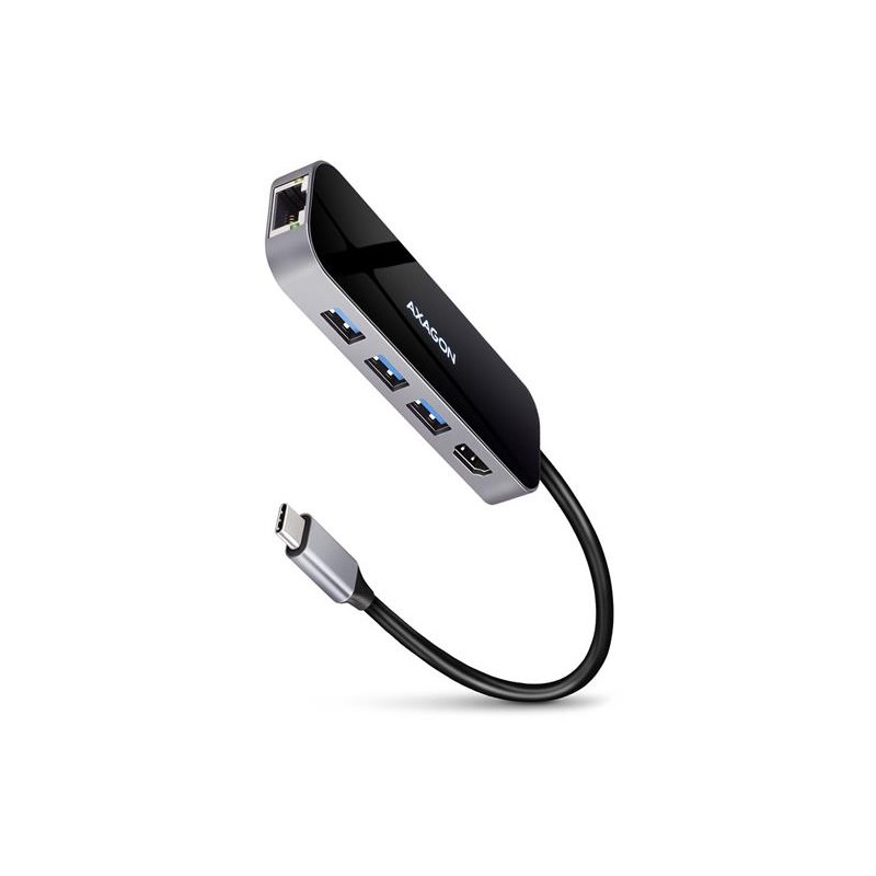 AXAGON HMC-6GL, USB 3.2 Gen 1 hub, porty 3x USB-A, HDMI 4k/30Hz, RJ-45 GLAN, PD 100W, kabel USB-C 20cm