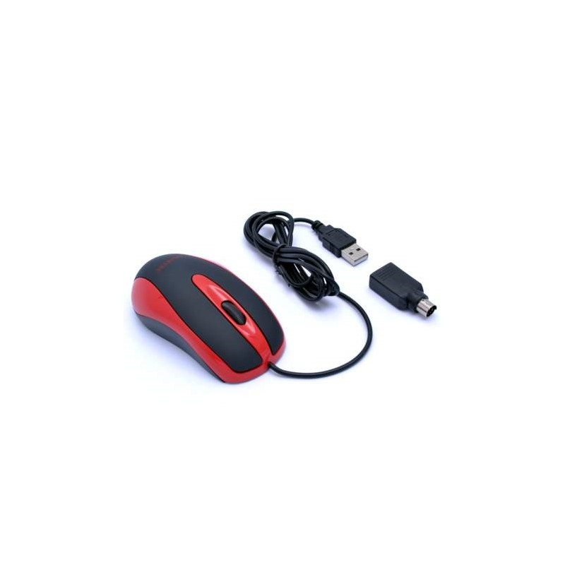 AMEI AM-M801/Kancelářská/Optická/800 DPI/Drátová USB/Černá-červená