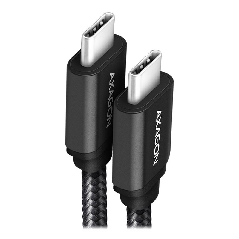 AXAGON BUCM3-CM10AB, SPEED kabel USB-C - USB-C, 1m, USB 3.2 Gen 1, PD 60W 3A, ALU, oplet, černý