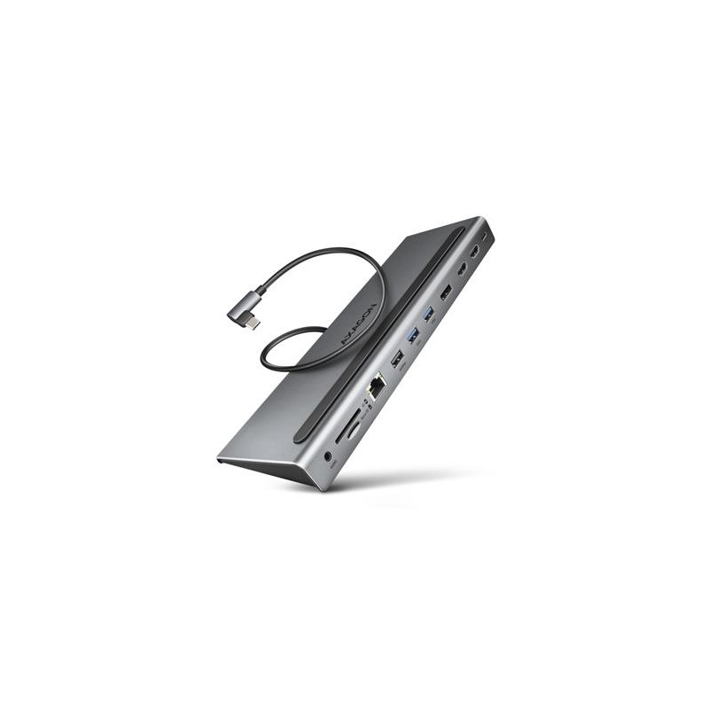 AXAGON HMC-4KX3 USB 5Gbps hub, 3x USB-A, 2x HDMI, DP, RJ-45 GLAN, SD/microSD, audio, PD 100W, kabel USB-C 40cm