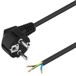 PREMIUMCORD Kabel Flexo síťový třížilový 230V s úhlovou vidlicí 2m černá