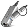 AXAGON ADE-TXCA, USB-C + USB-A 3.2 Gen 1 - Gigabit Ethernet síťová karta, Asix AX88179, auto instal