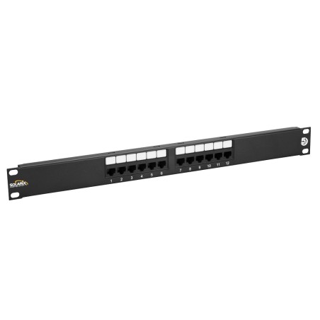 19" patch panel Solarix 12 x RJ45 CAT5E UTP 150 MHz černý 1U SX12-5E-UTP-BK