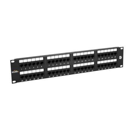 19" patch panel Solarix 48 x RJ45 CAT5E UTP 150 MHz černý 2U SX48-5E-UTP-BK