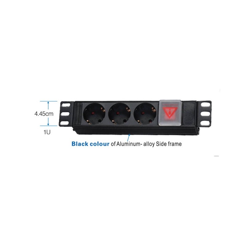 10" napájecí panel OC 3x230V-2m PPO Black