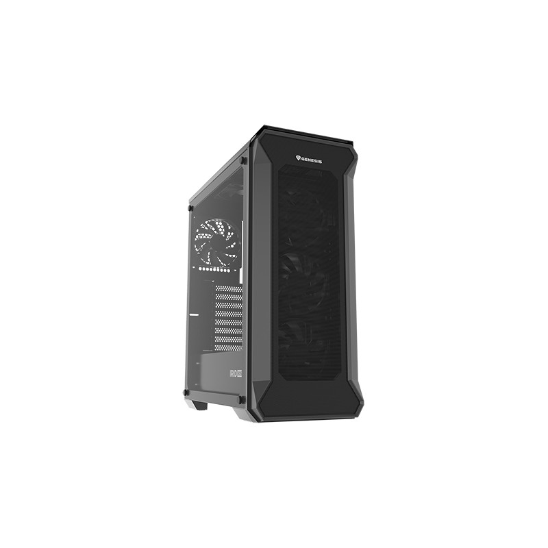 Počítačová skříň Genesis IRID 505F/Midi Tower/Transpar./Černá