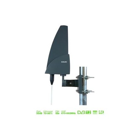 EVOLVEO Shark, aktivní venkovní anténa DAB+/DVB-T2, filtr LTE,4G,5G