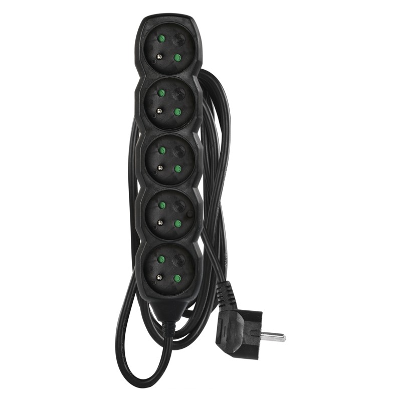 EMOS prodlužovací přívod, černý, 5z/3m, 1,0mm