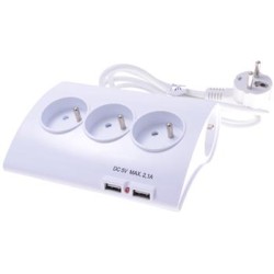 PREMIUMCORD Prodlužovací přívod 230V 1,5m 5zásuvek+vypínač+2x USB 2A