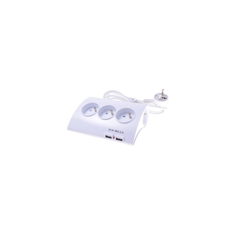 PREMIUMCORD Prodlužovací přívod 230V 1,5m 5zásuvek+vypínač+2x USB 2A