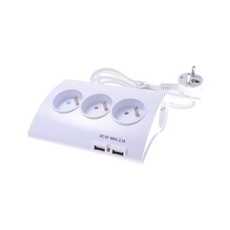 PREMIUMCORD Prodlužovací přívod 230V 1,5m 5zásuvek+vypínač+2x USB 2A