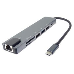 PremiumCord Adaptér USB-C na HDMI + USB3.0 + USB2.0 + PD + SD/TF + RJ45