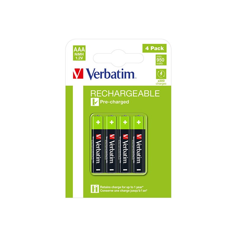 VERBATIM Nabíjecí baterie AAA Premium 4-Pack 950mAh HR03