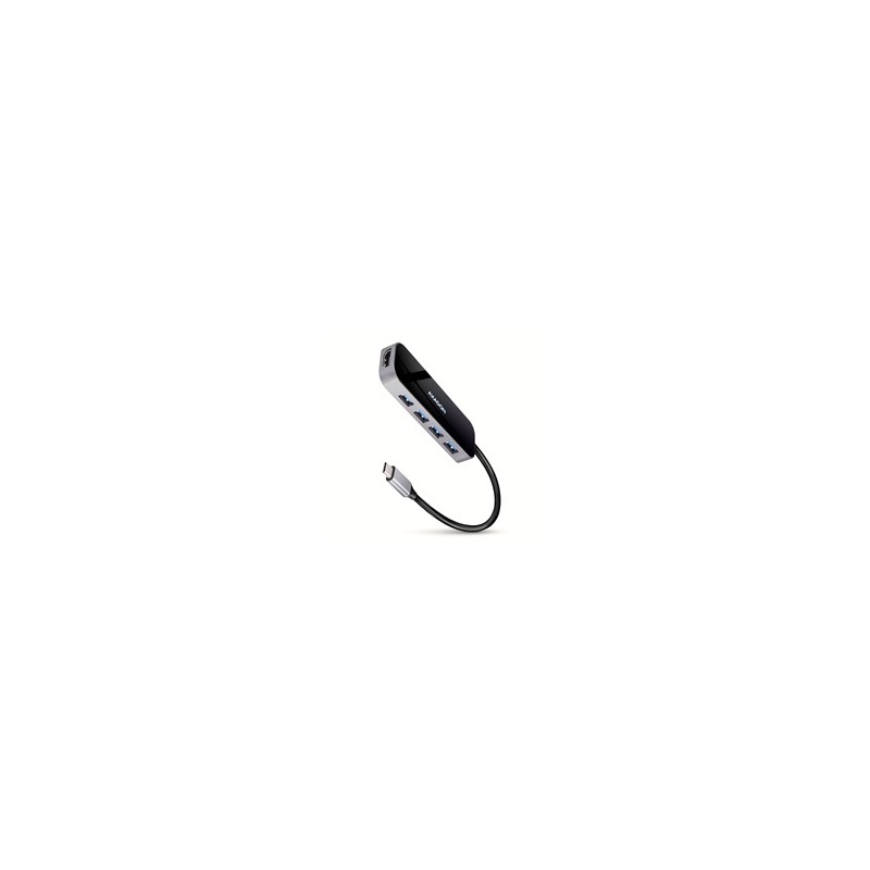 AXAGON HMC-6H4A, USB 3.2 Gen 1 hub, porty 4x USB-A, HDMI 4k/30Hz, PD 100W, kabel USB-C 20cm