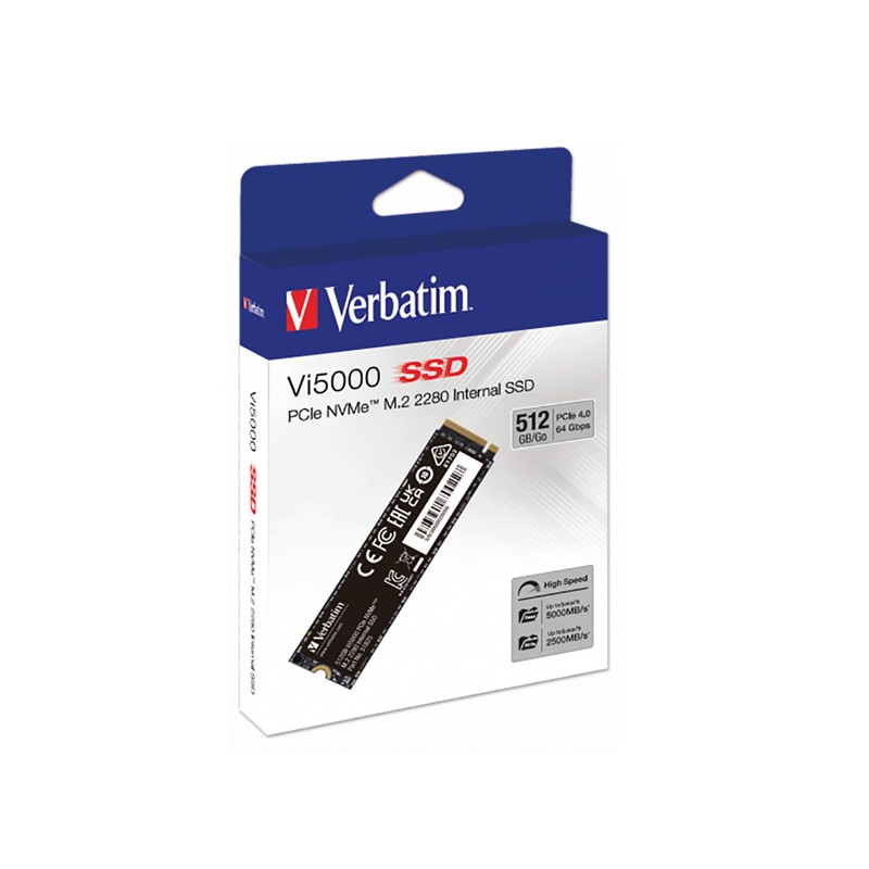 VERBATIM SSD Vi5000 Internal PCIe NVMe M.2 SSD 512GB , W2500/ R 5000 MB/s