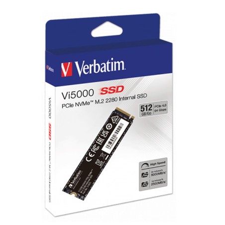 VERBATIM SSD Vi5000 Internal PCIe NVMe M.2 SSD 512GB , W2500/ R 5000 MB/s