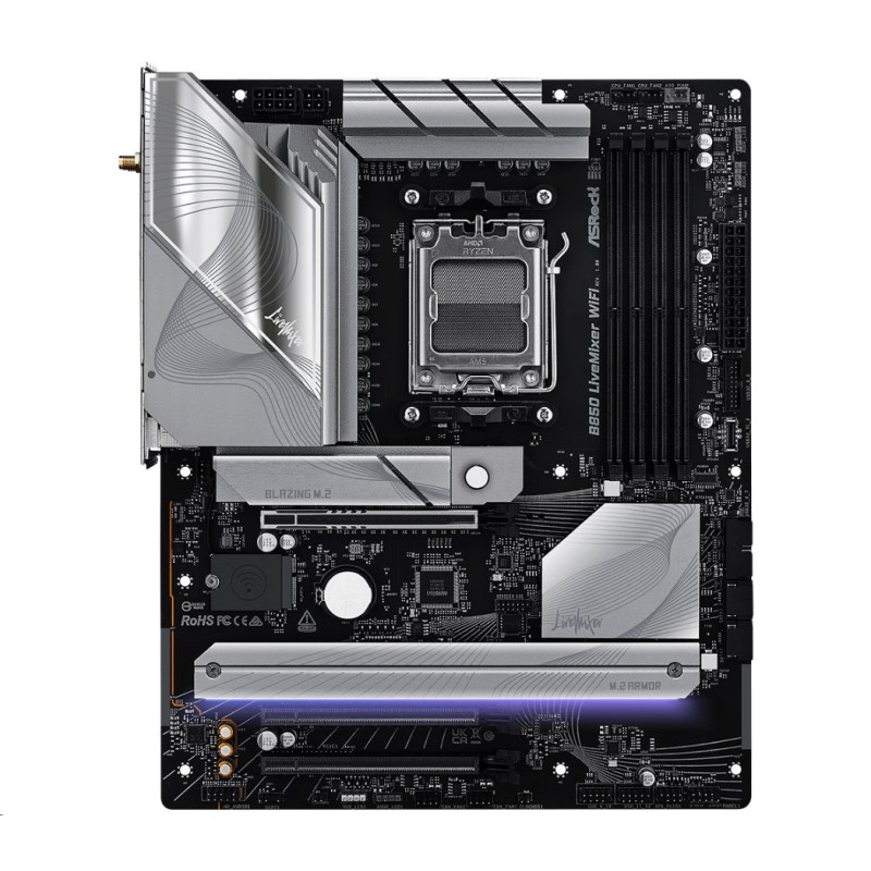 ASRock MB Sc AM5 B850 LiveMixer WiFi, AMD B850, 4xDDR5, 1xDP, 1xHDMI, WiFi, ATX