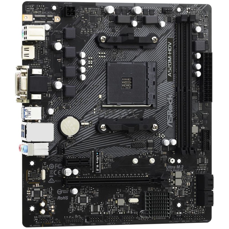 ASRock MB Sc AM4 A520M-HDV, AMD A520M, 2xDDR4, HDMI, DVI