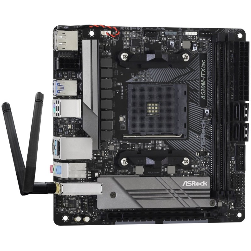 ASRock MB Sc AM4 A520M-ITX/AC, AMD A520, 2xDDR4, HDMI, DP