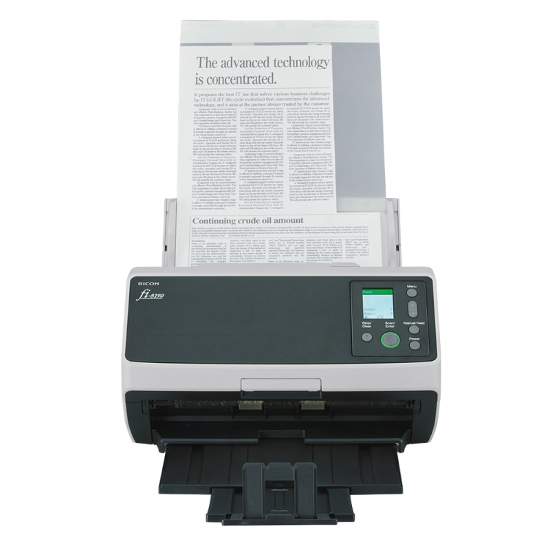 RICOH skener Fi-8190 A4, průchodový, 90ppm, 600dpi, LAN RJ45-1000, USB 3.2,ADF 100listů, 12000 listů za den