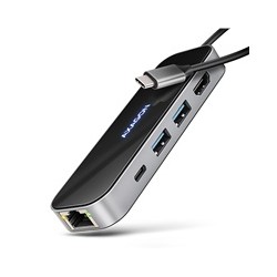 AXAGON HMC-6GLN, USB 5Gbps hub, 2x USB-A, USB-C, HDMI 4k/60Hz, RJ-45 GLAN, PD 100W, kabel USB-C 20cm