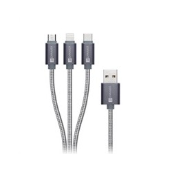 CONNECT IT Wirez 3in1 USB-C & Micro USB & Lightning, silver gray, 1,2 m