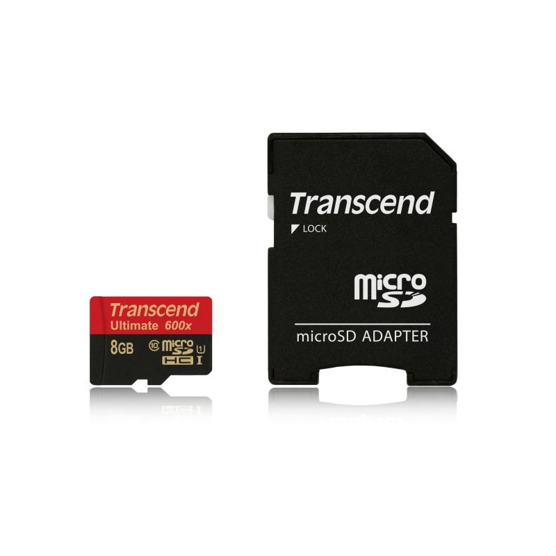 TRANSCEND MicroSDHC karta 8GB Ultimate, Class 10 UHS-I 600x, MLC + adaptér