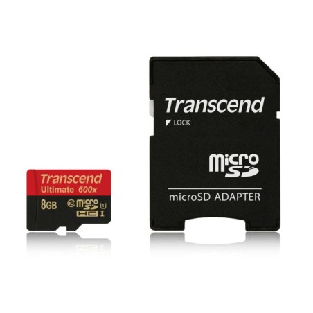 TRANSCEND MicroSDHC karta 8GB Ultimate, Class 10 UHS-I 600x, MLC + adaptér