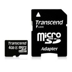 TRANSCEND MicroSDHC karta 4GB Class 4 + adaptér