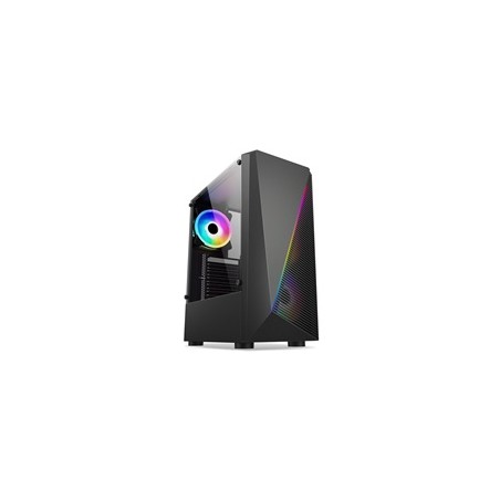 1stCOOL skříň SHARK 2, middle tower, AU, USB 3.0, bez zdroje, RGB fan, průhledná bočnice, černá