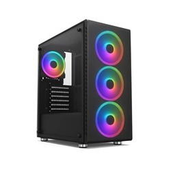 1stCOOL skříň RAINBOW 4, Mid Tower, AU, USB 3.0, 4x 120mm RGB Fan, černá