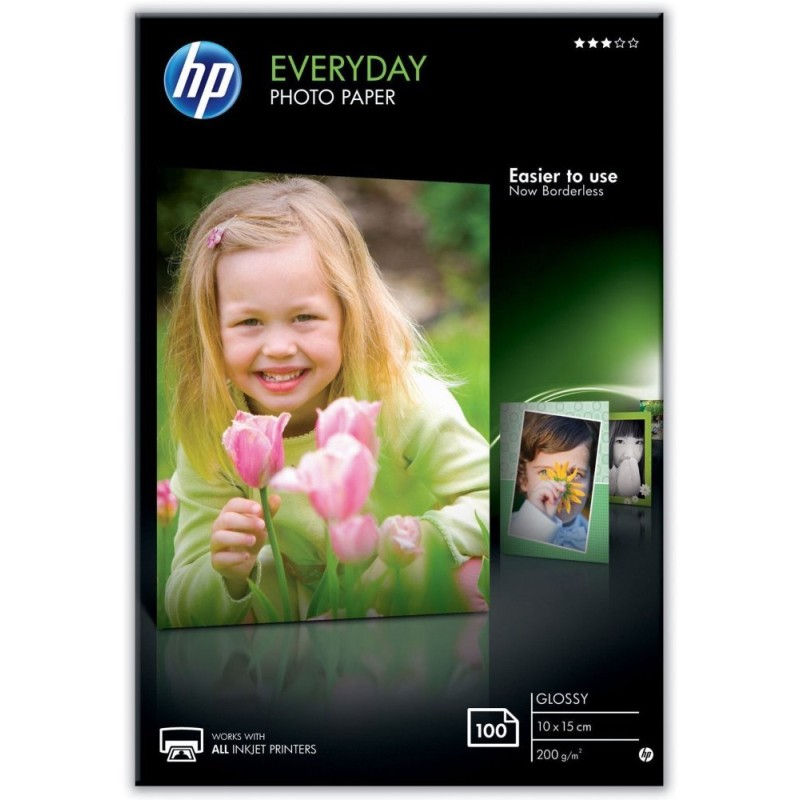 HP Everyday Glossy Photo Paper-100 sht/10 x 15 cm, 200 g/m2, CR757A