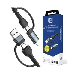 3mk Hyper kabel N-SERIES 2 in 2 A/C - C/Lightning 1.2m 9V/2A 60W černý