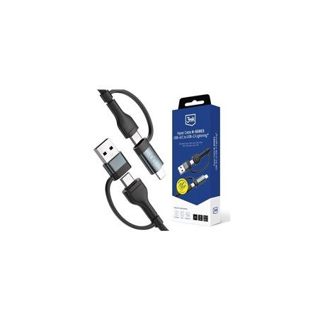 3mk Hyper kabel N-SERIES 2 in 2 A/C - C/Lightning 1.2m 9V/2A 60W černý