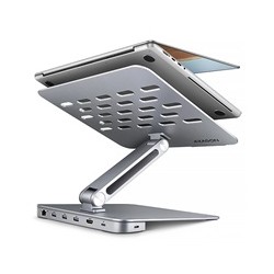 AXAGON HMC-STND, stojan pro 10"-17" notebooky, USB 5Gbps hub, 3x USB-A, HDMI 4k/60Hz, RJ-45, PD 100W, kabel USB-C 60cm
