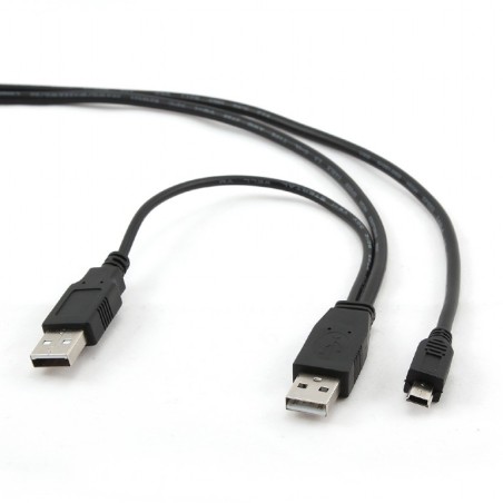 GEMBIRD Kabel USB 2.0 A-Mini B (5pin) propojovací 0,9m DUÁLNÍ (extra napájení)
